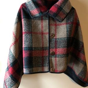 Womens plaid coat shawl pullover